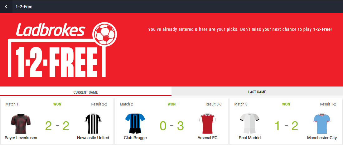 Ladbrokes 1-2-FREE Champions League Winners